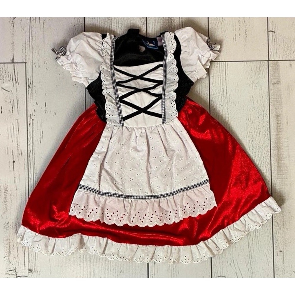 Play Imagine Girls Little Red Riding Hood Dirndl Dress M (5-6) Costume *No Cape